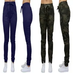 Galaxy By Harvic Loose Fit Stretch Twill Women's Joggers 2 Pack Camouflage/Navy