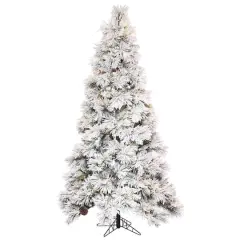 7.5ft. Pre-Lit Flocked Atka Artificial Christmas Tree, Warm White Wide Angle Low Voltage LED Lights