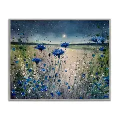 Stupell Industries Moon over Blooming Flowers Framed Giclee Art Gray