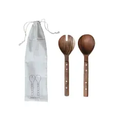 Hello Honey&reg; Natural Rustic Charm Mango Wood Salad Server Set