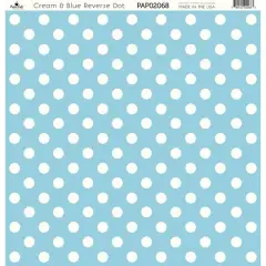 Paper Caf&eacute; Cream & Blue Reverse Dot 12" x 12" Cardstock, 15 Sheets