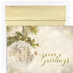 JAM Paper 5" x 7" Gold Sparkle Ornament Cards & Matching Envelopes Set, 18ct.