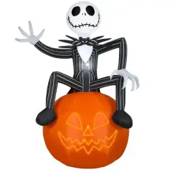 10ft. Lightshow Airblown&reg; Micro Lights Inflatable Jack Skellington on Pumpkin