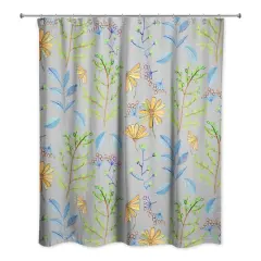 Spring Flowers Shower Curtain Gray