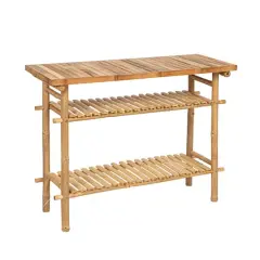 Hello Honey&reg; Natural Tall Bamboo Accent Table with 2 Shelves