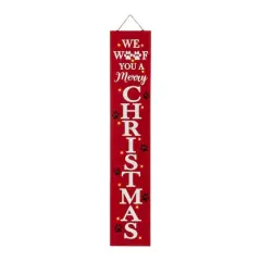 Glitzhome&reg; 3.5ft. Lighted Dog Christmas Porch Sign with Timer