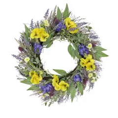 22" Pansy & Lavender Wreath