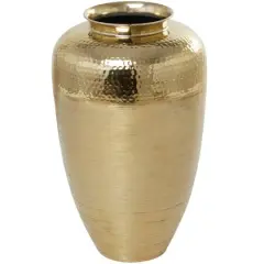 20" Gold Aluminum Brushed Vase with Hammered Top