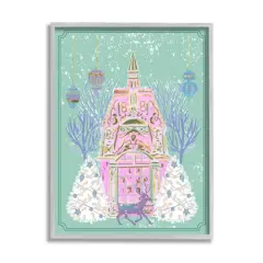 Stupell Industries Pastel Holiday Snowy Architecture Framed Giclee Art Gray