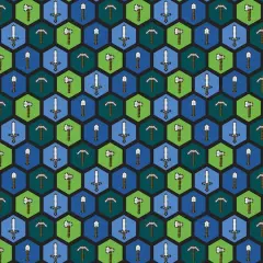 Mojang Multicolored Minecraft Tools Cotton Fabric