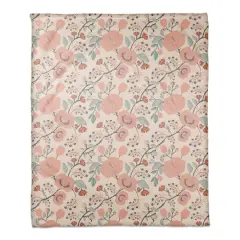 Pink Navy Floral 50" x 60" Coral Fleece Blanket