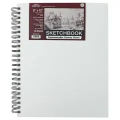 Pro Art&reg; Wire-Bound Sketchbook with Canvas Cover, 9" x 12"