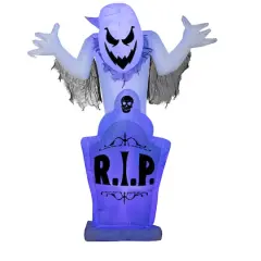 5ft. Airblown&reg; Halloween Inflatable Ghost & Tombstone with Flickering Black Lights