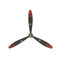 25" Black & Red Metal Industrial Propellor Wall D&eacute;cor