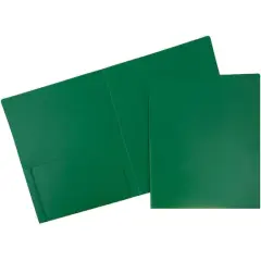 JAM Paper Heavy Duty Plastic 2-Pocket Folders, 6ct. Green