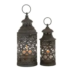 Black Metal Rustic Lantern Set