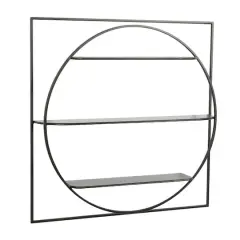 Black Metal Contemporary Wall Shelf, 32" x 32" x 5"