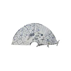 Hello Honey&reg; 48" White & Blue Round Quilted Cotton Patchwork Floral Tree Skirt