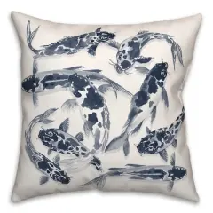 Navy Koi Throw Pillow