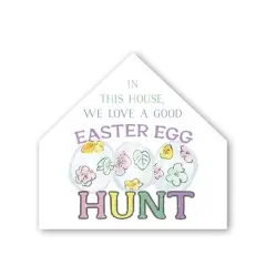 Loves Easter Egg Hunts 12" x 12" House Shaped Canvas