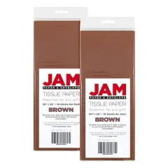 JAM Paper 20" x 26" Tissue Paper, 2 Packs of 10 Sheets Brown