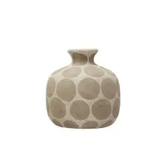Hello Honey&reg; Terracotta Vase with Wax Relief Dots Natural with Natural Dots