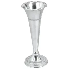 15" Silver Aluminum Traditional Vase