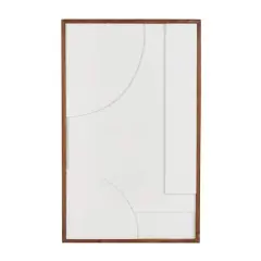 White Dimensional Geometric Wall D&eacute;cor with Brown Frame