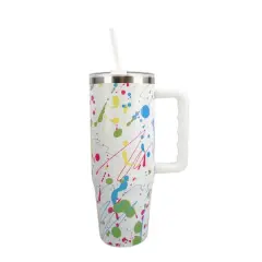 30oz. White Splatter Stainless Steel Insulated Tumbler by Celebrate It&trade;
