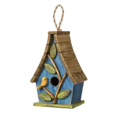 Glitzhome&reg; 12.5" Distressed Wood Birdhouse with Leaves