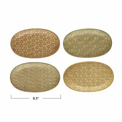 Hello Honey&reg; 8.5" Hand-Stamped Pattern Stoneware Plate Set