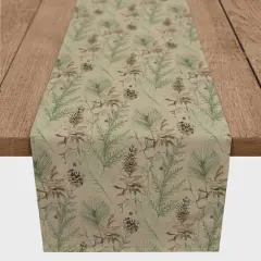 90" Pinecones & Greenery Cotton Twill Runner