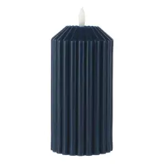 6" Ribbed Wax LED Pillar Candle by Ashland&reg; Blue