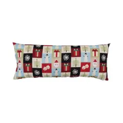 Hello Honey&reg; Multicolor Cotton Printed Lumbar Pillow with Holiday Pattern