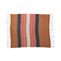 Hello Honey&reg; Brown & Pink Striped Acrylic & Wool Throw Blanket