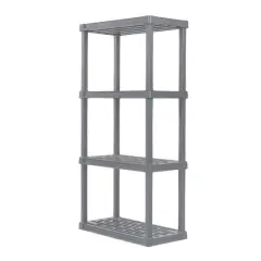 IRIS 4ft. Elephant Gray Plastic Rack Shelf with 4 Medium Shelves