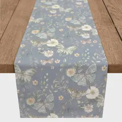Butterflies Cotton Twill Runner Blue