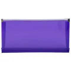 JAM Paper 5'' x 10'' Clear Plastic Pencil Pouch with Zip Closure, 12ct. Violet Purple