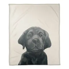 50" x 60" Black Lab Puppy Coral Fleece Blanket