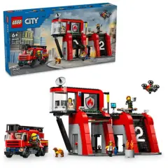 LEGO&reg; City Fire Station with Fire Truck Playset 60414