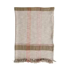 Hello Honey&reg; Woven Cotton & Linen Plaid Throw with Fringe