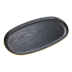 Hello Honey&reg; 13.75" Black Oval Oak Wood Serving Tray