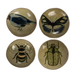 Hello Honey&reg; 9" Insect & Bird Design Stoneware Plate Set