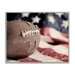Stupell Industries Football & American Flag Framed Giclee Art Gray