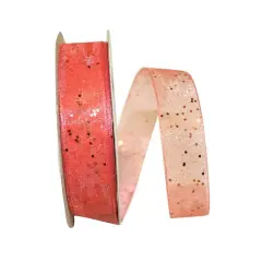 JAM Paper 5/8" x 25yd. Glitter Mono Sheer Ribbon Coral