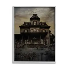 Stupell Industries Haunted House Landscape Framed Giclee Art Gray