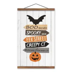 Halloween Street Names Teak Hanging Canvas