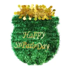 17" St. Patrick's Day Irish Tinsel Pot O' Gold Window Decoration