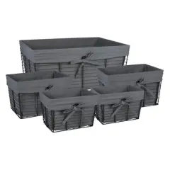 DII&reg; Gray Lined Vintage Wire Basket Set