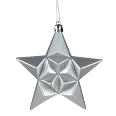 12ct. 5" Glitter & Matte Silver Splendor Shatterproof Star Christmas Ornaments
